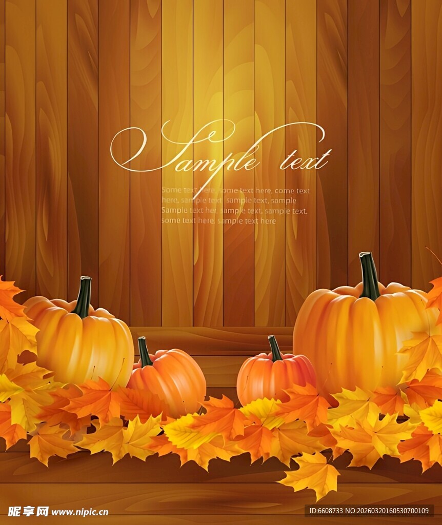 秋季南瓜与落叶装饰场景
