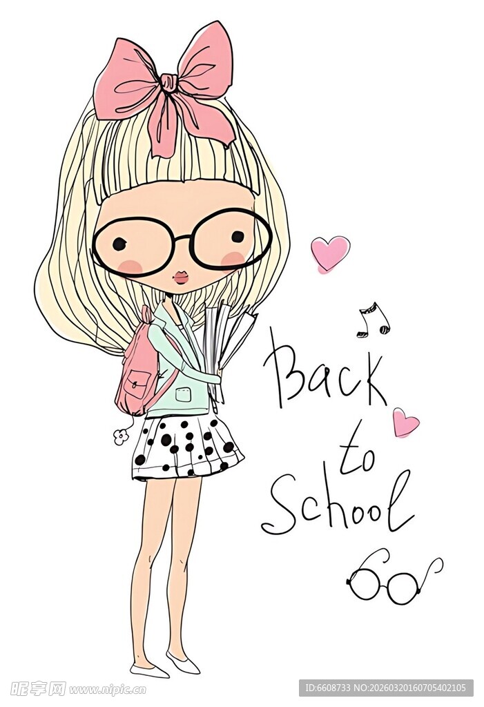 可爱女孩准备重返校园