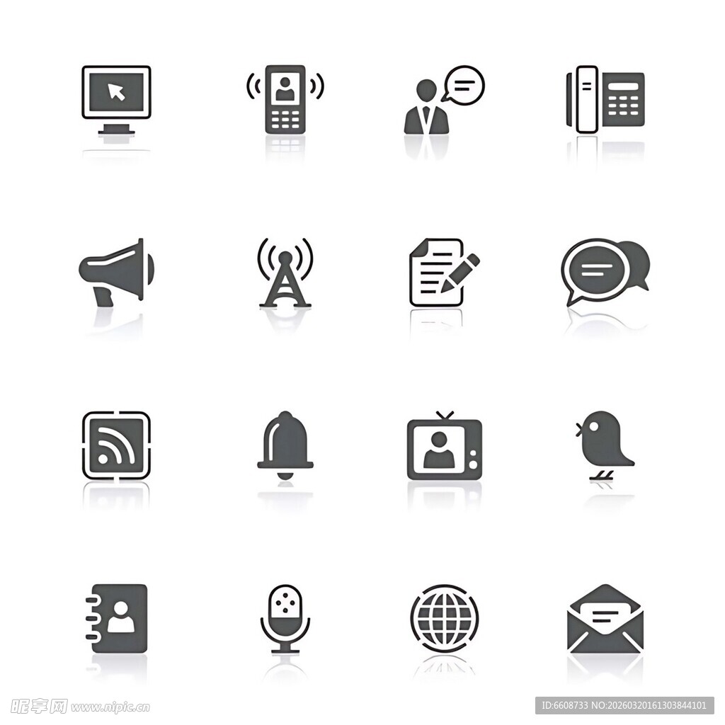 通信与媒体相关图标集合