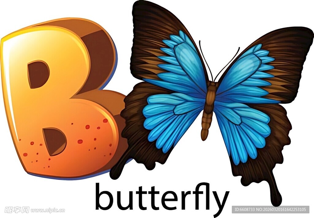 蝴蝶主题字母B设计