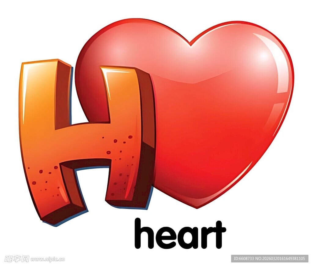 心形字母H图标设计