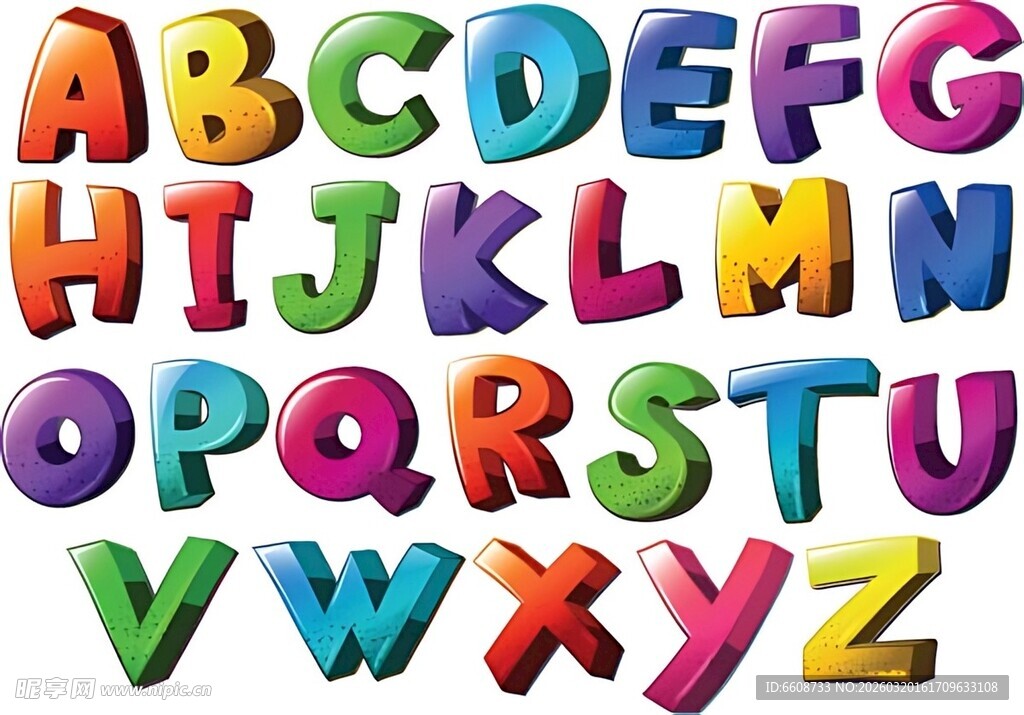 彩色立体英文字母展示