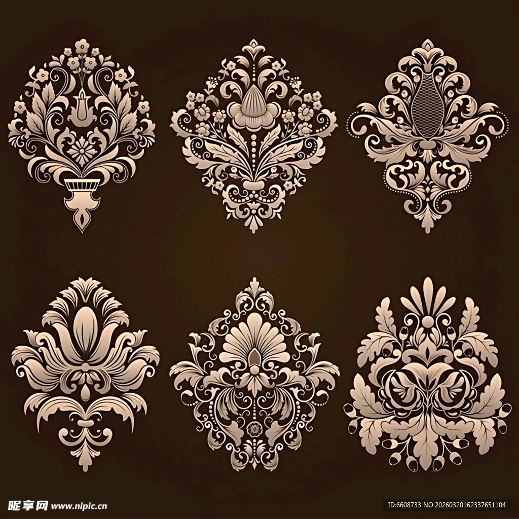 复古华丽花纹装饰图案