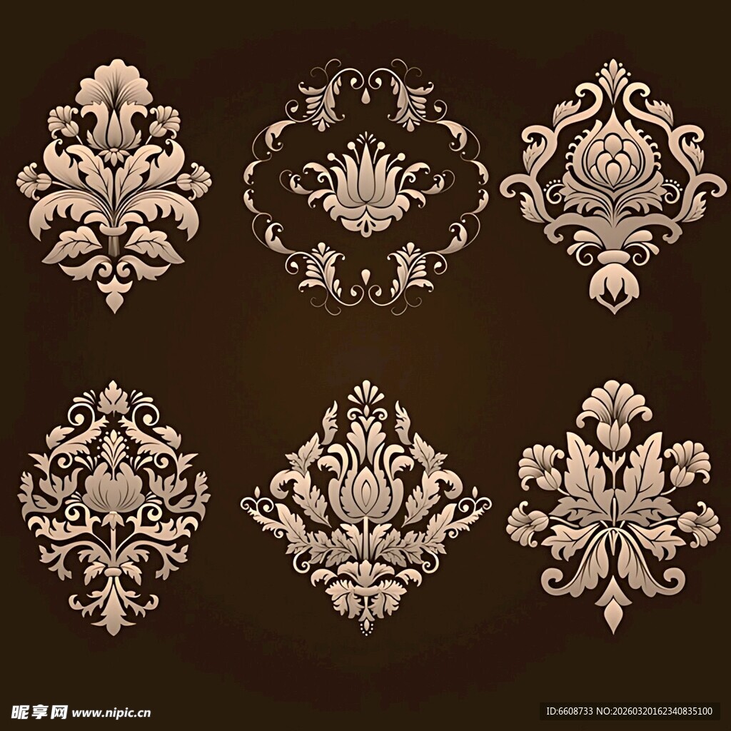 复古华丽花纹装饰图案