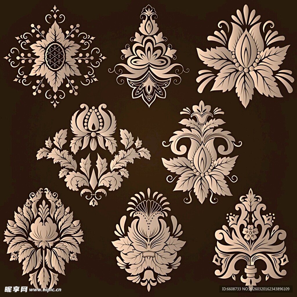 复古花卉装饰图案集合