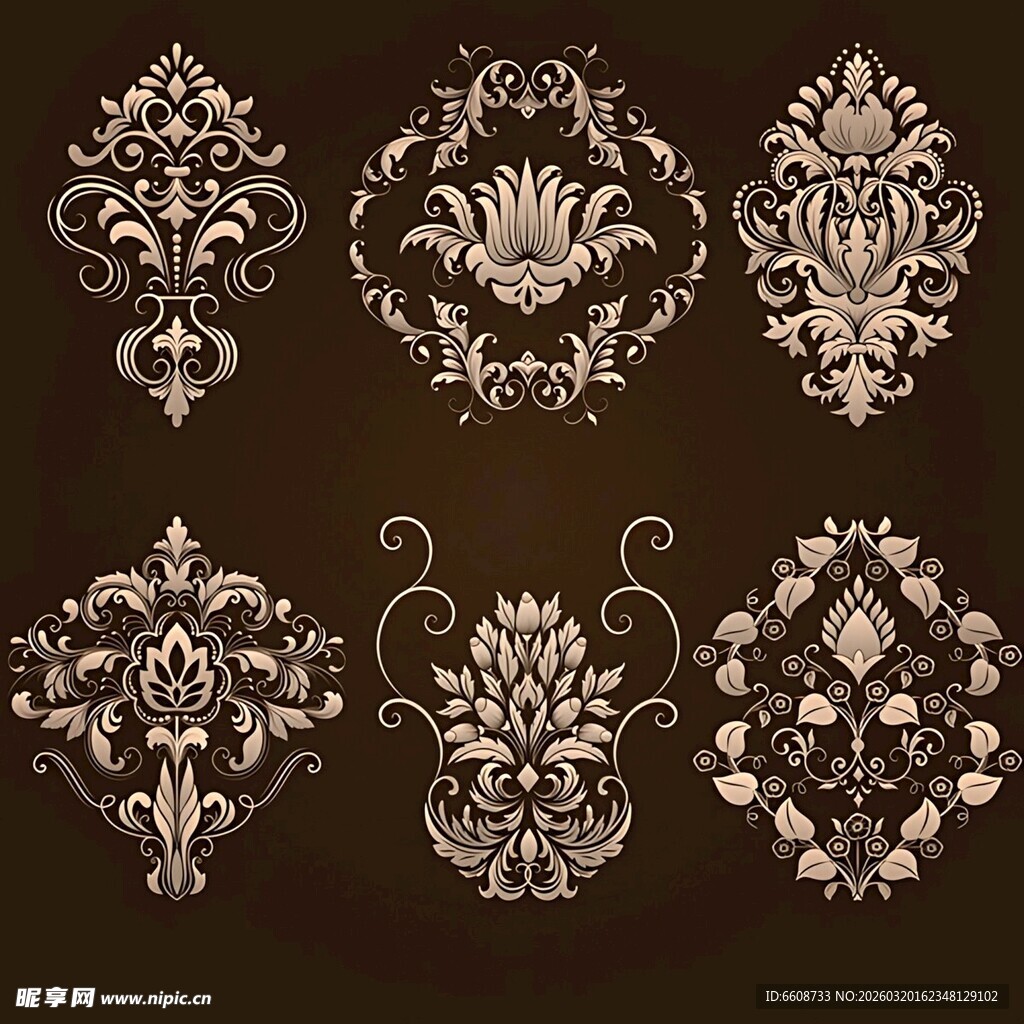 复古精美花卉装饰图案