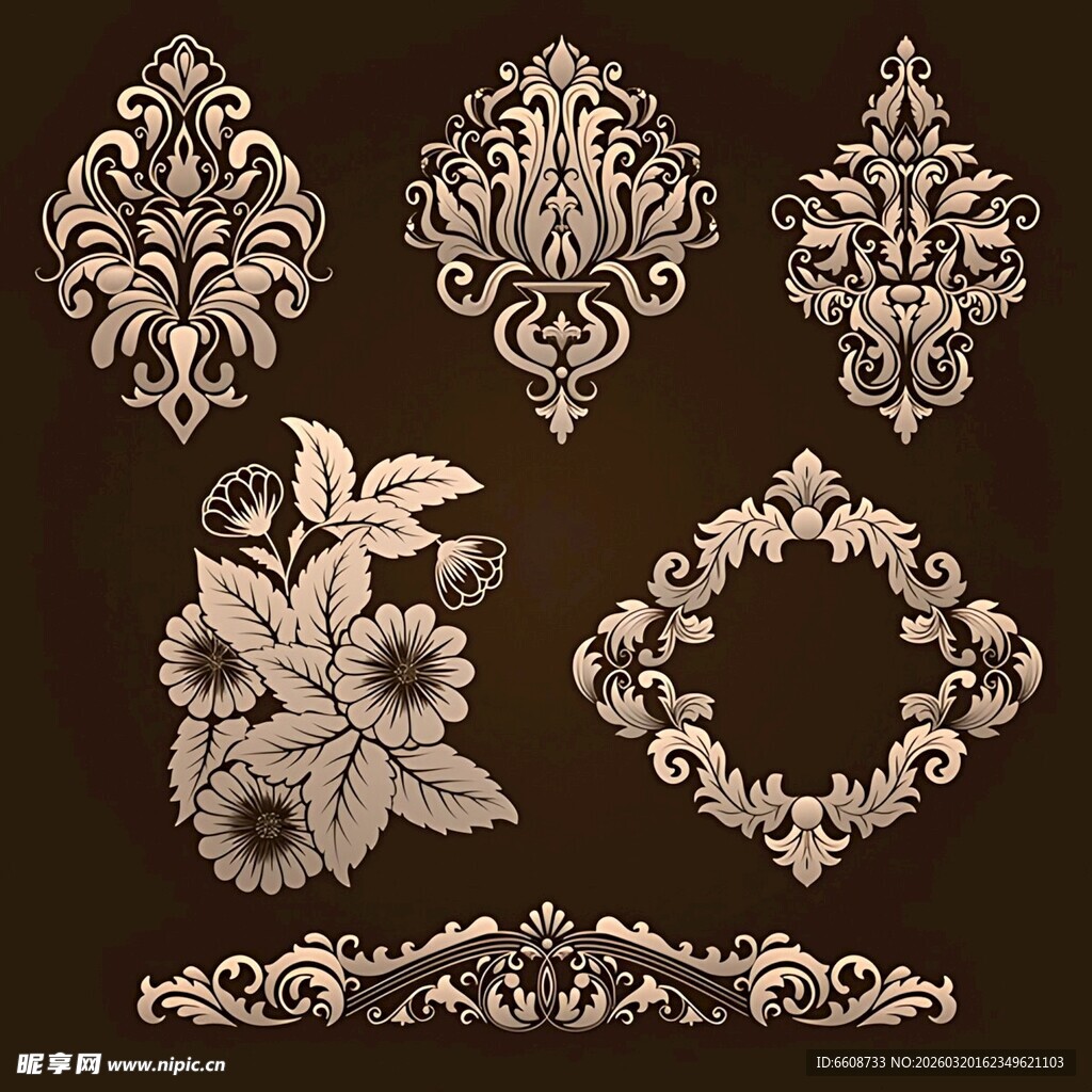复古华丽装饰花纹图案集