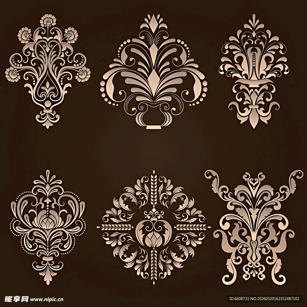 复古华丽花纹装饰图案