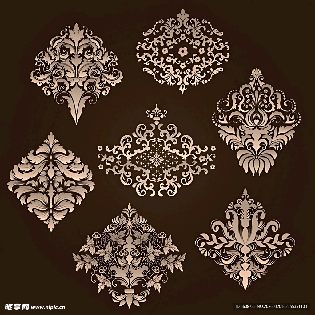 复古华丽装饰花纹图案集