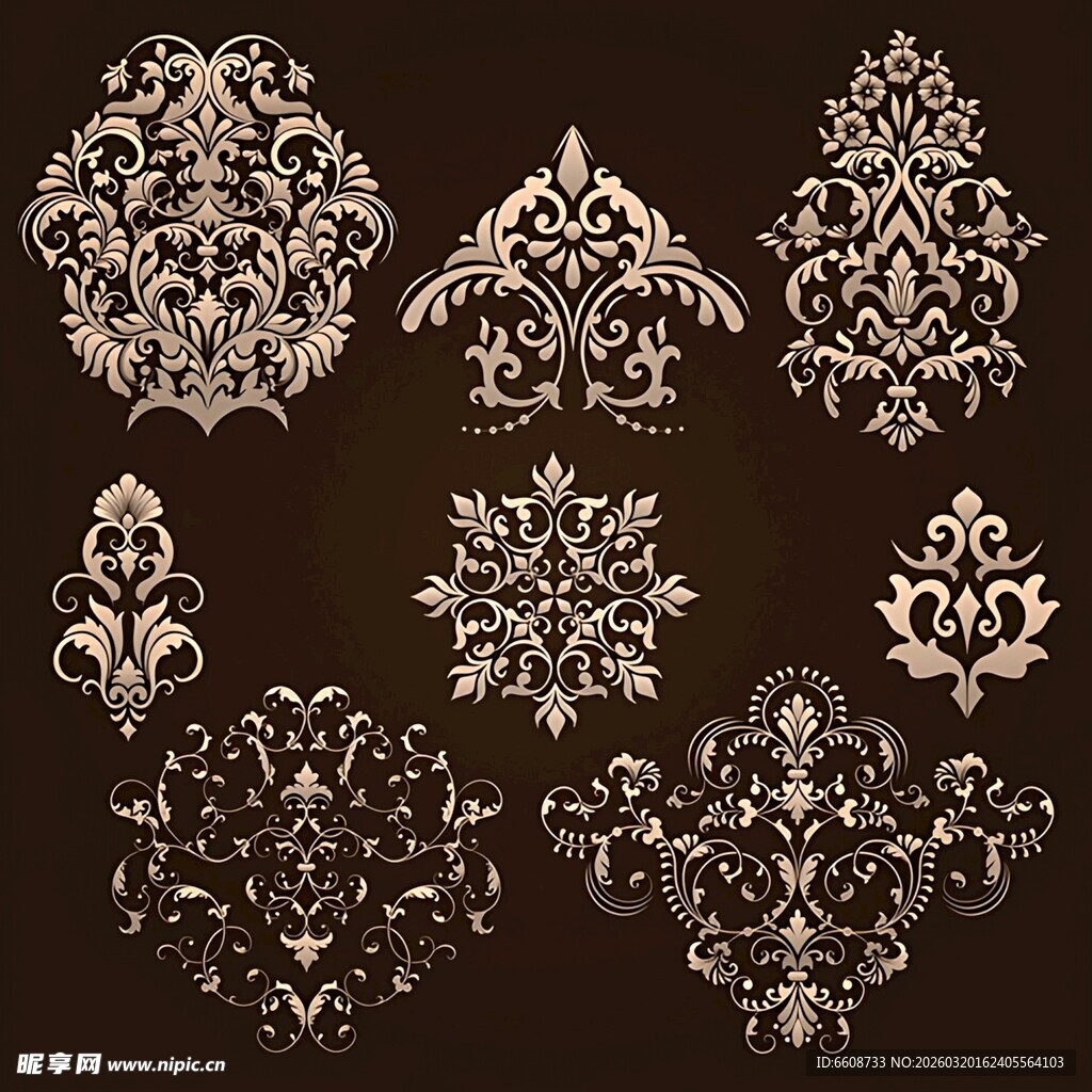 复古华丽花纹图案集合