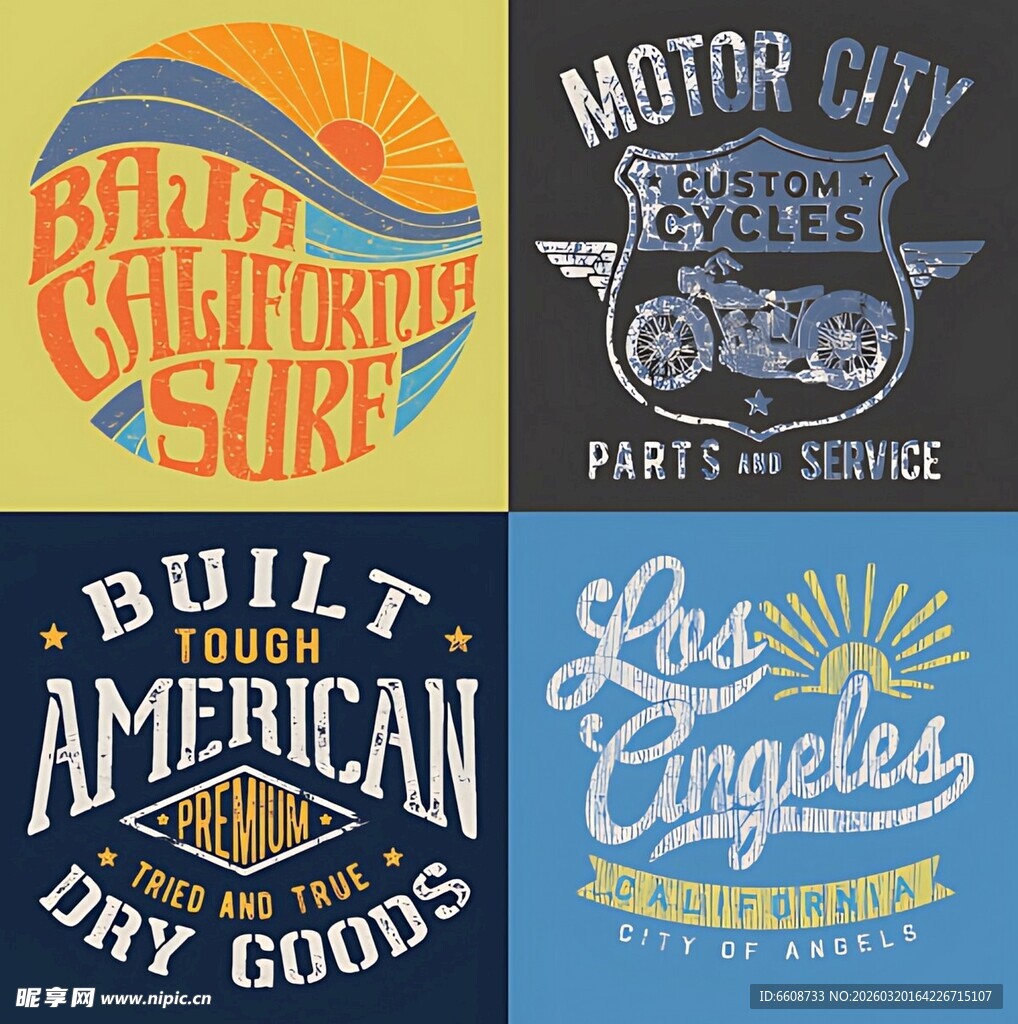 复古风格品牌标语图案集合