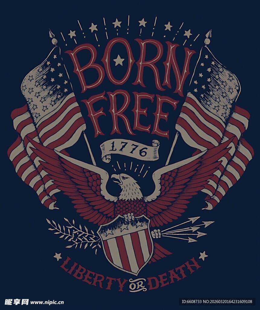 自由诞生主题爱国印花图案