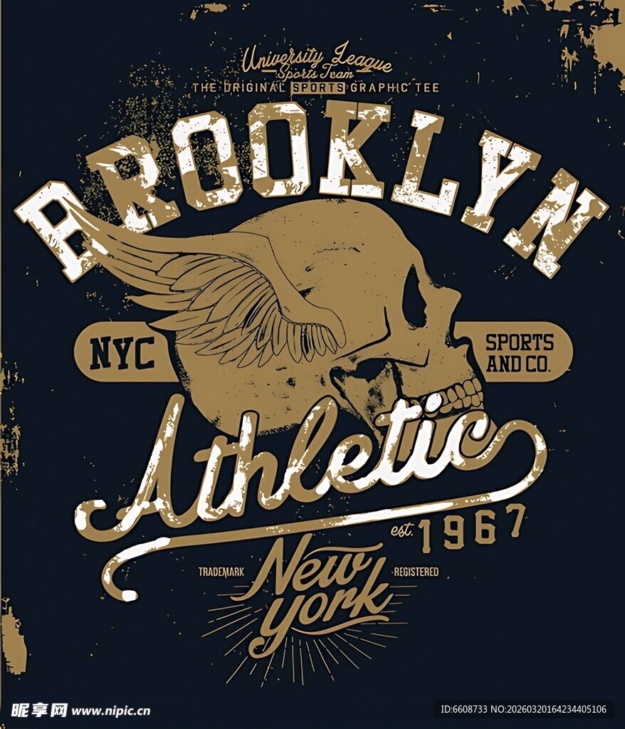 布鲁克林运动主题复古图案