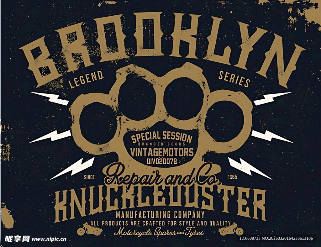 布鲁克林指虎图案时尚T恤