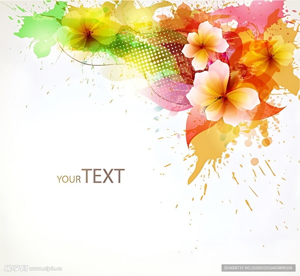 多彩花卉水彩背景图