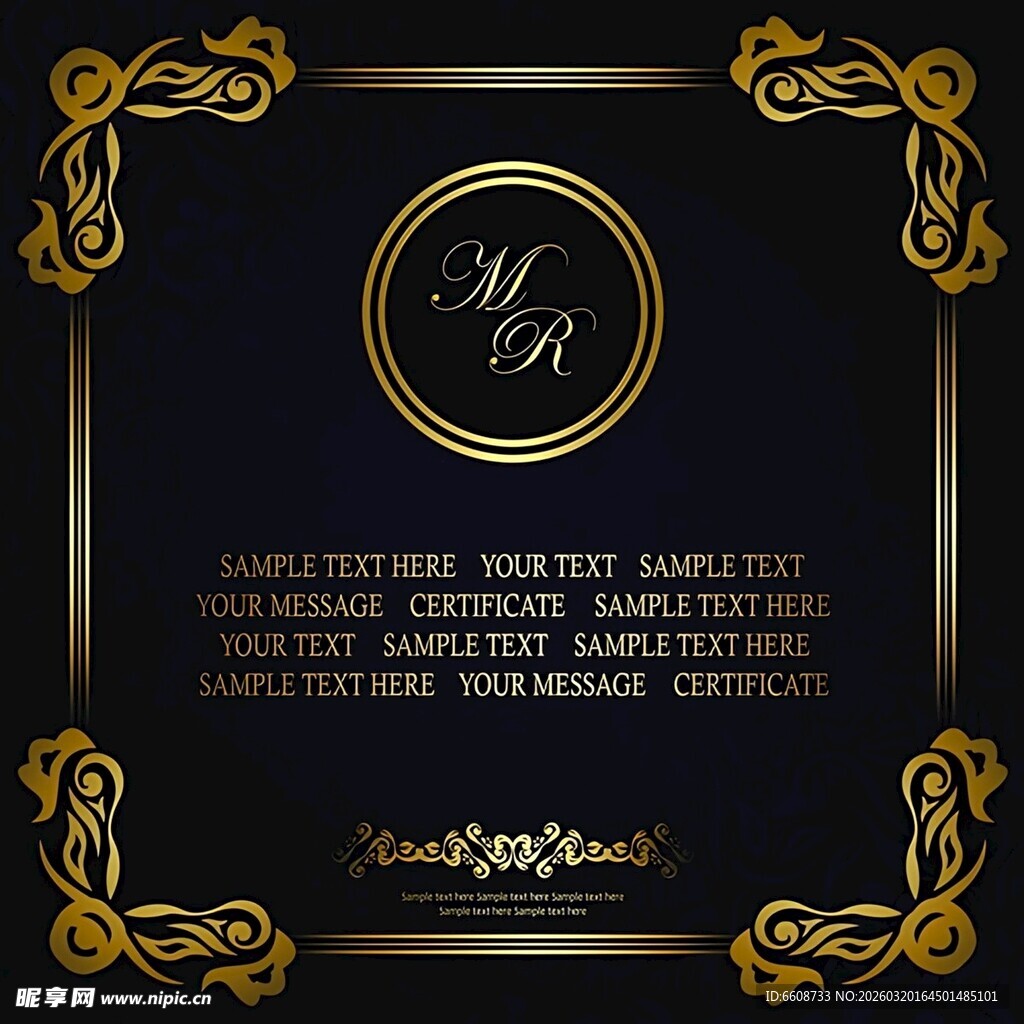 黑金奢华婚礼邀请函模板