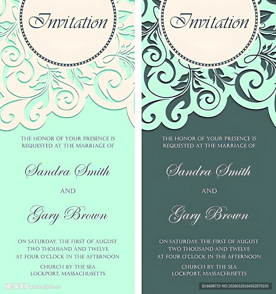 优雅复古风婚礼邀请函