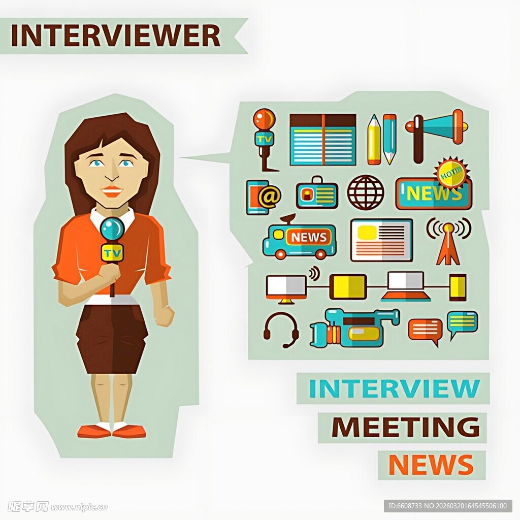 女性面试官与面试相关元素