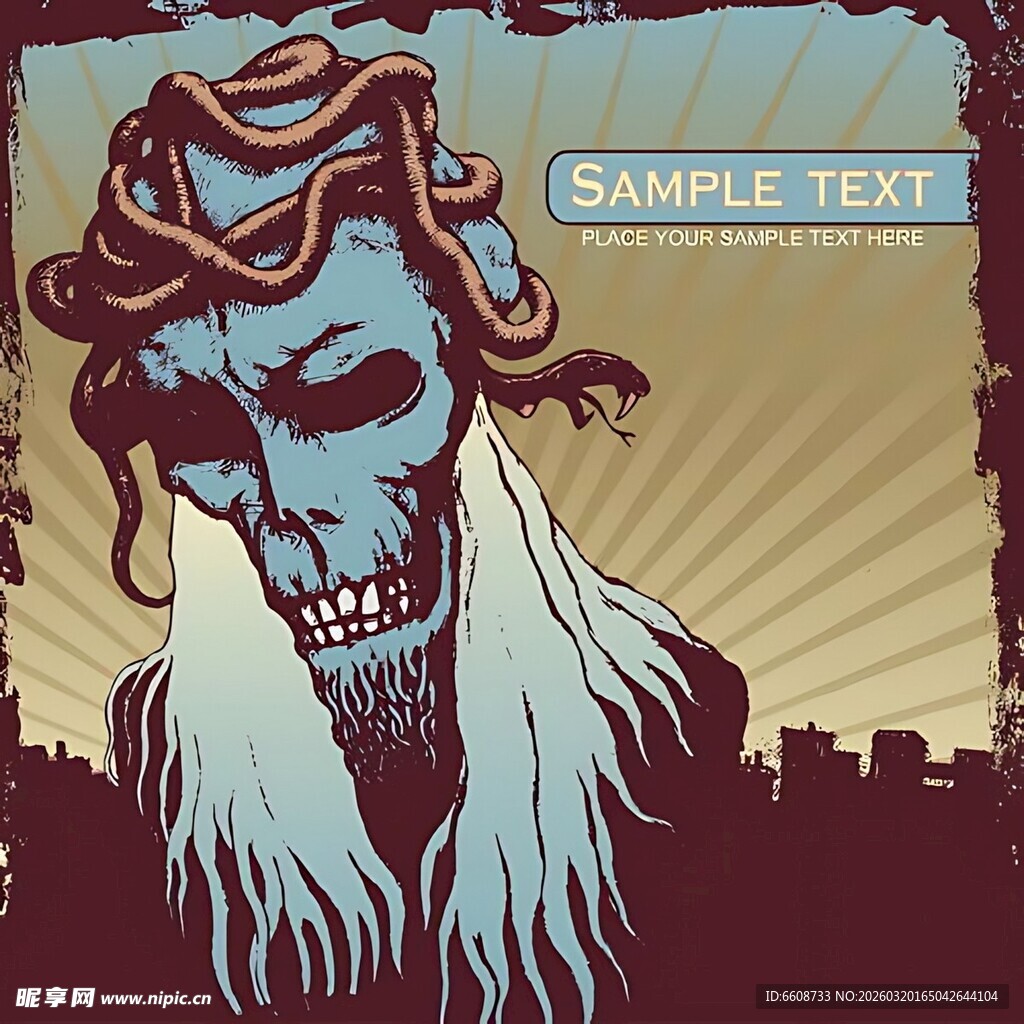 诡异骷髅人物插画