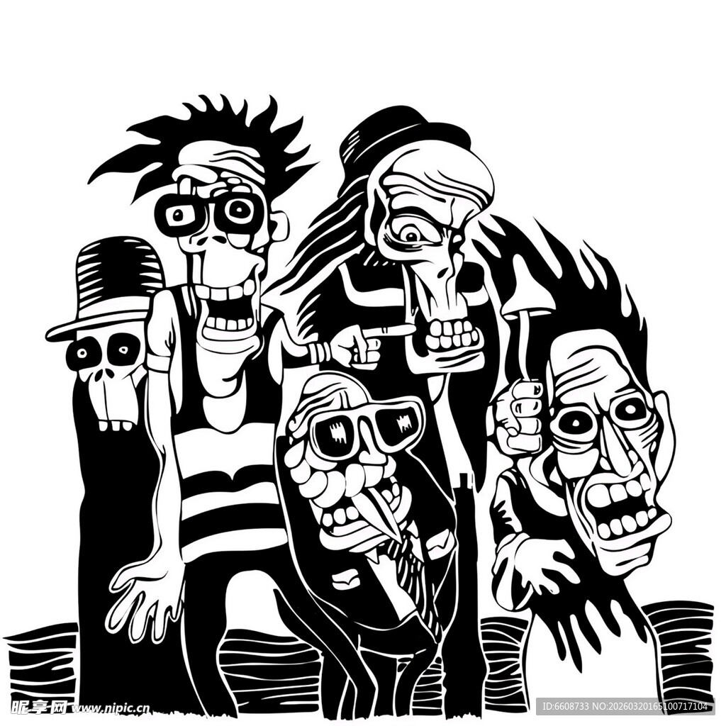 骷髅乐队形象插画