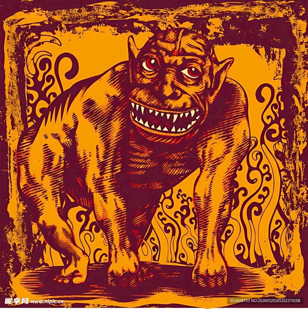 神秘狰狞的怪物插画