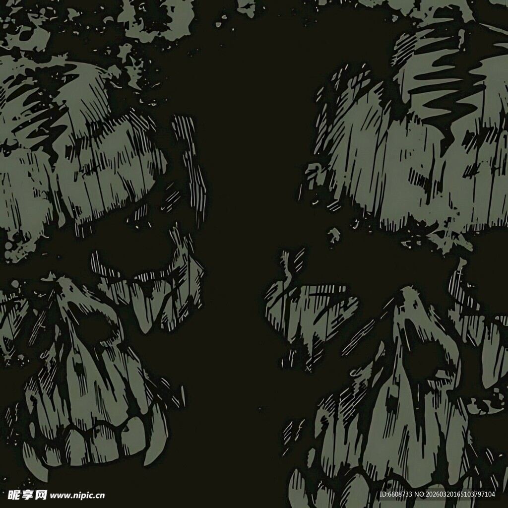 暗黑风格双骷髅图案