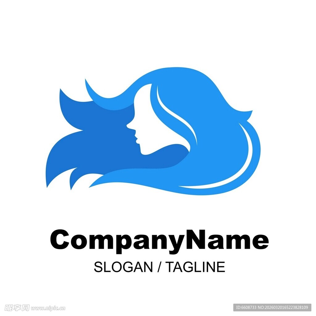 蓝色飘逸女性轮廓标志