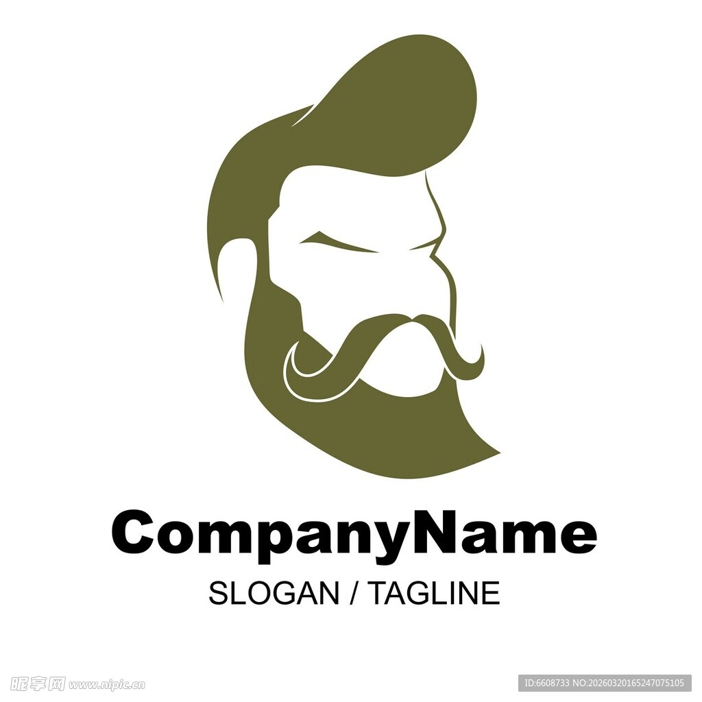 复古胡须男士标志设计