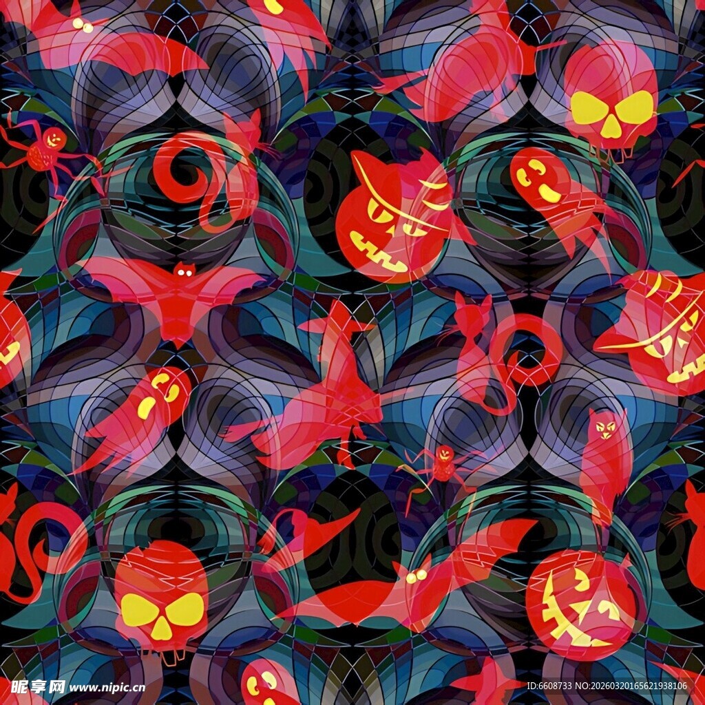 万圣节奇幻鬼怪图案元素