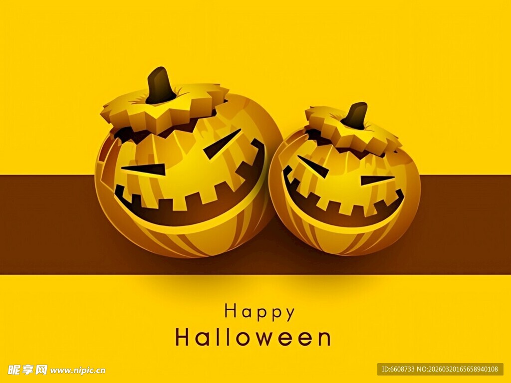 万圣节南瓜笑脸插画