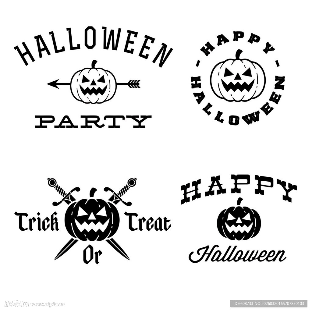 万圣节派对标志设计元素