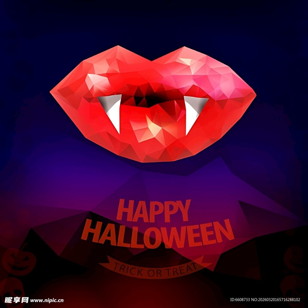 万圣节红唇尖牙装饰图