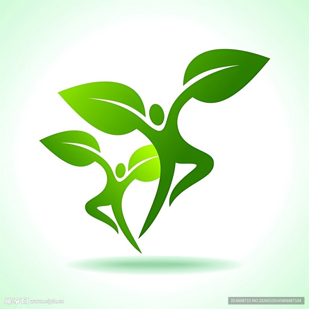 绿叶人形标志设计