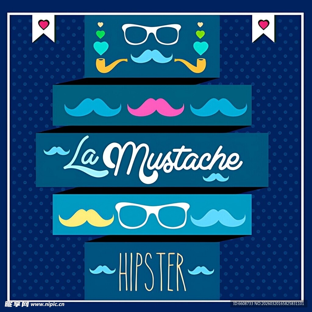 复古风小胡子眼镜装饰图案