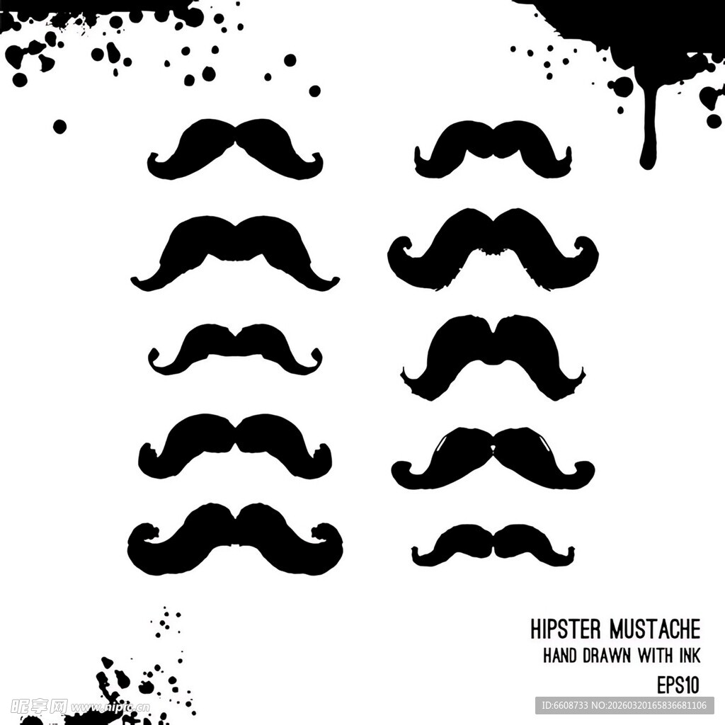 复古风格黑色小胡子图案