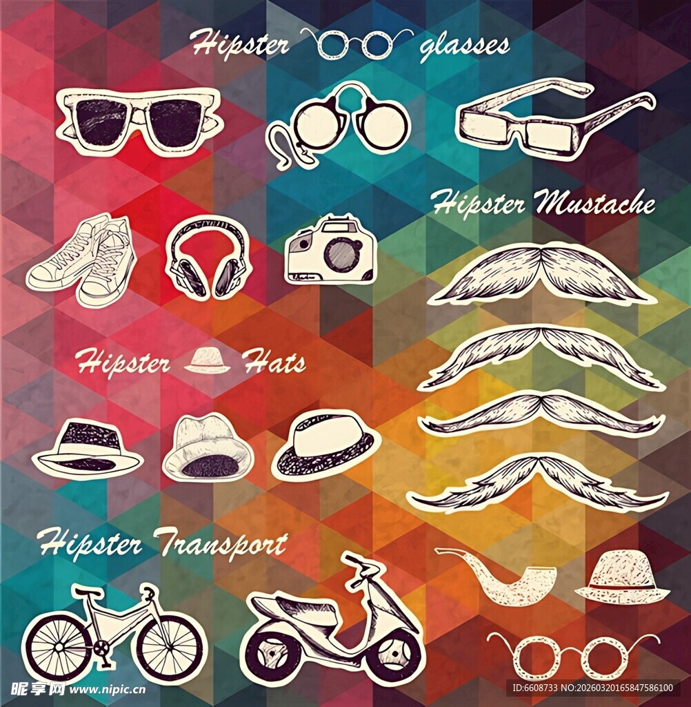 多彩时尚配饰图案集合