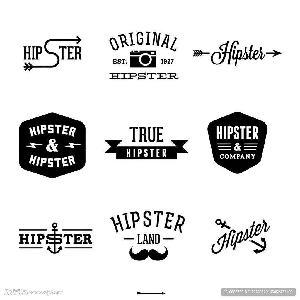 复古潮人风格标志集合