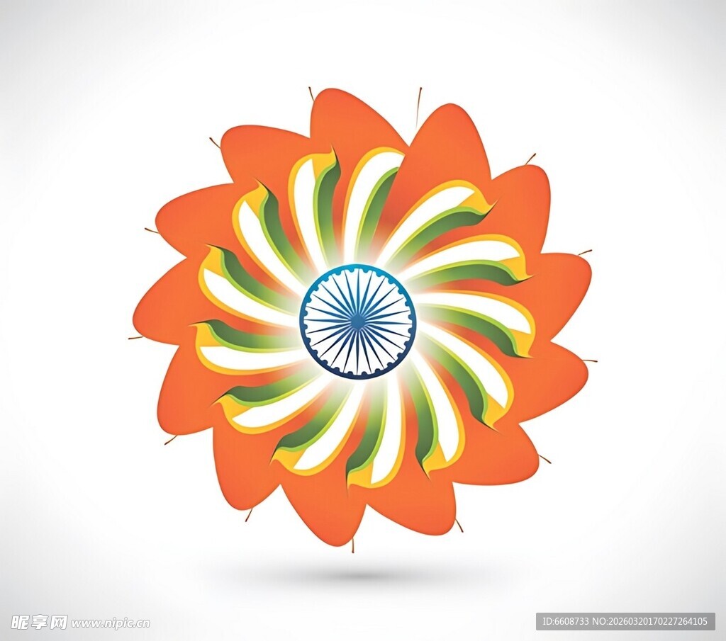 橙色旋涡花朵图案