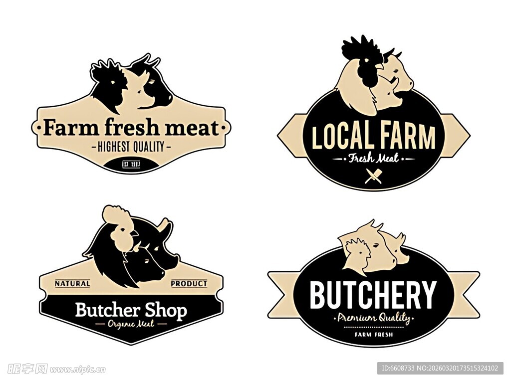 农场肉类品牌标识集合