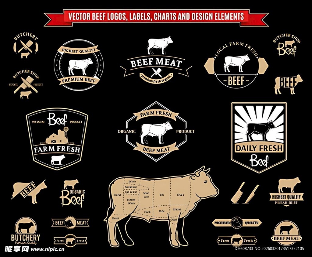 畜牧相关标志图标集合