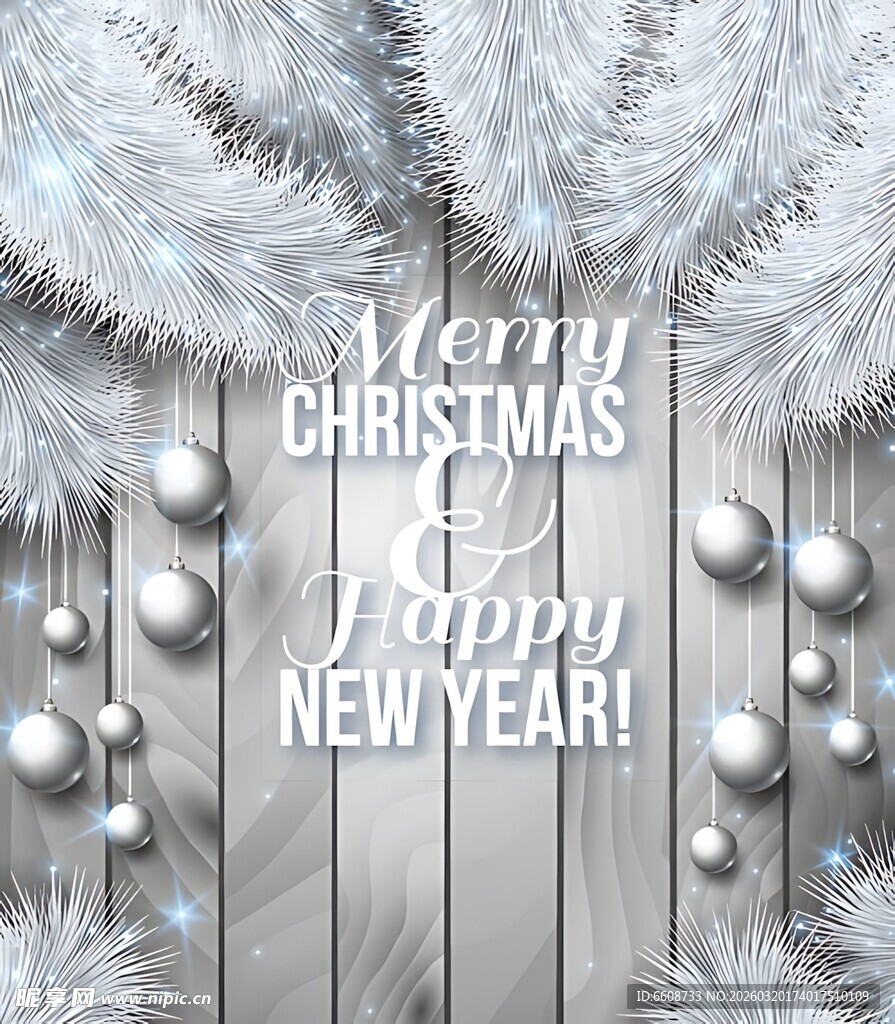 圣诞新年装饰木板背景图