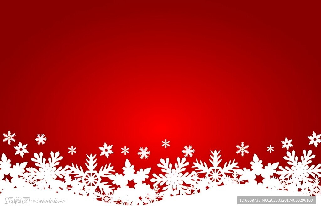 红色背景雪花装饰图案