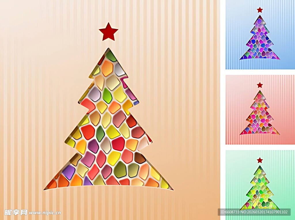 多彩折纸圣诞树及变体