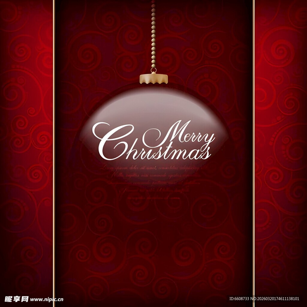 红色背景圣诞装饰球