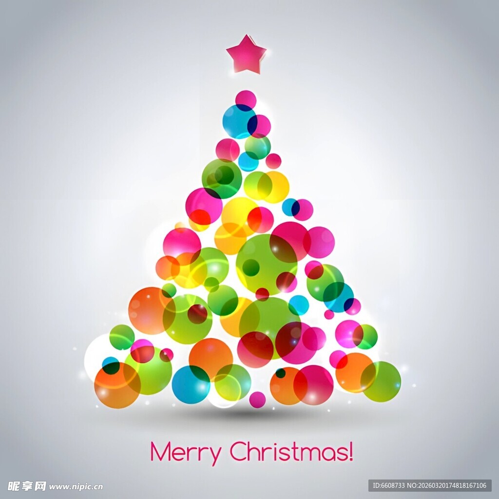 彩色圆点组成的圣诞树
