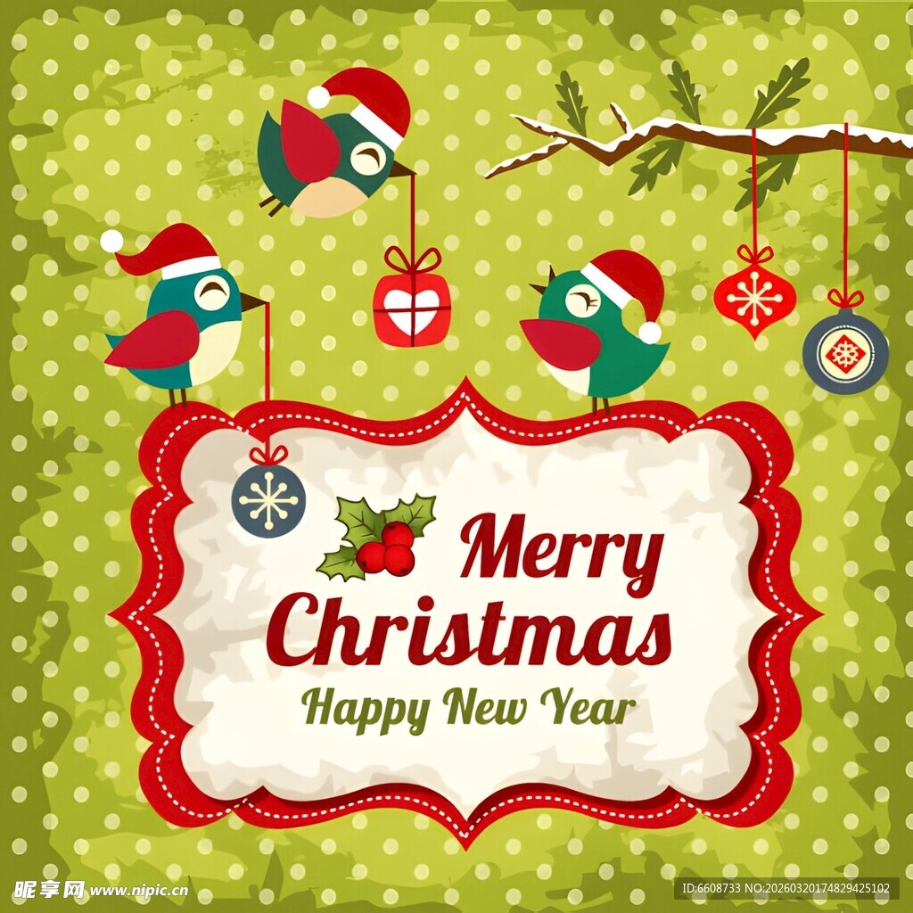 圣诞新年主题装饰插画