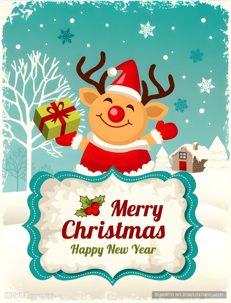 圣诞驯鹿送祝福