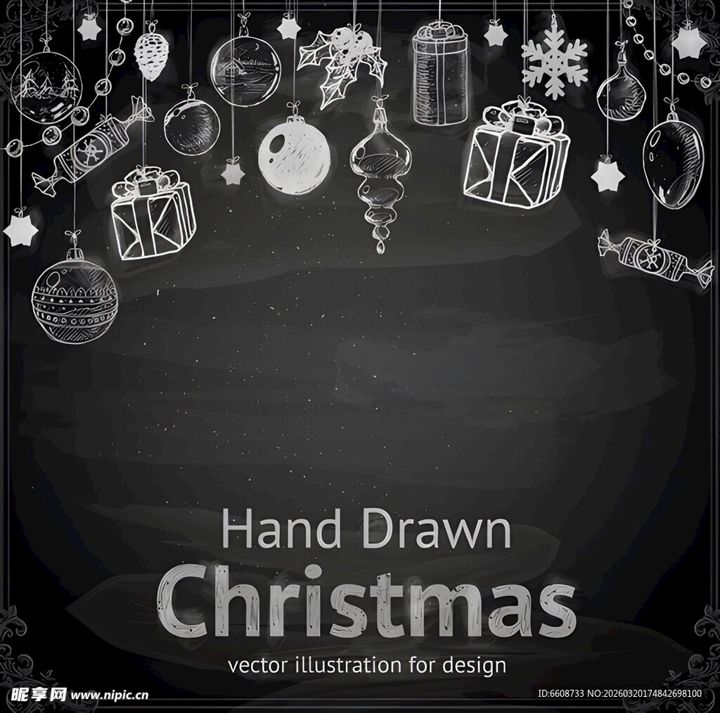手绘圣诞装饰元素