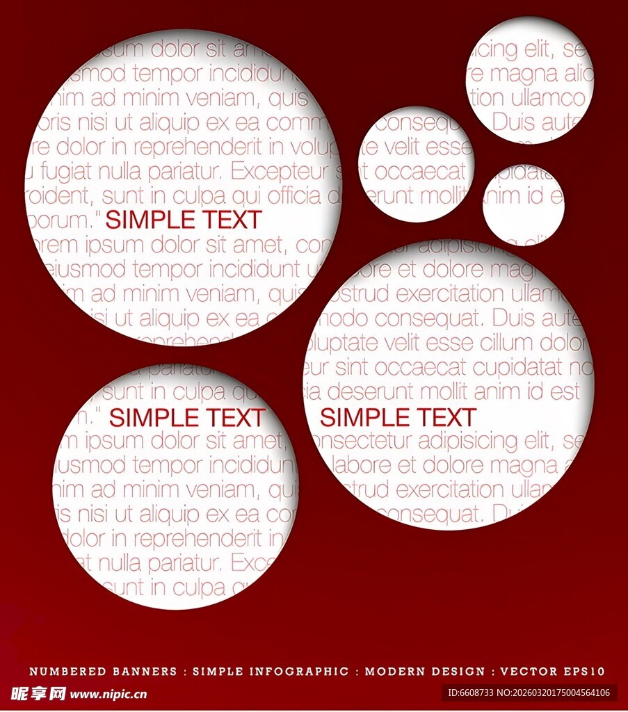 红色背景圆形文本框模板