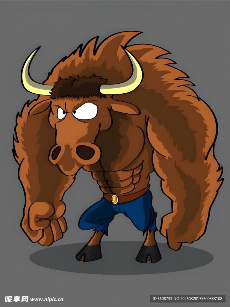 强壮野牛卡通形象